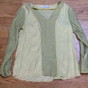 Boden silk blend graphic yellow tunic top Sz 8